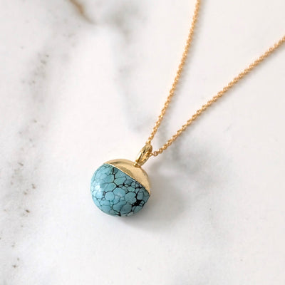 gold turquoise December birthstone pendant necklace 