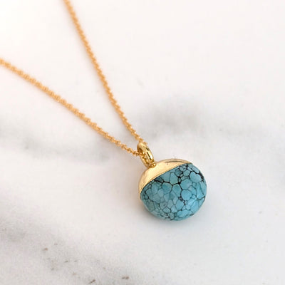 gold turquoise December birthstone pendant necklace 