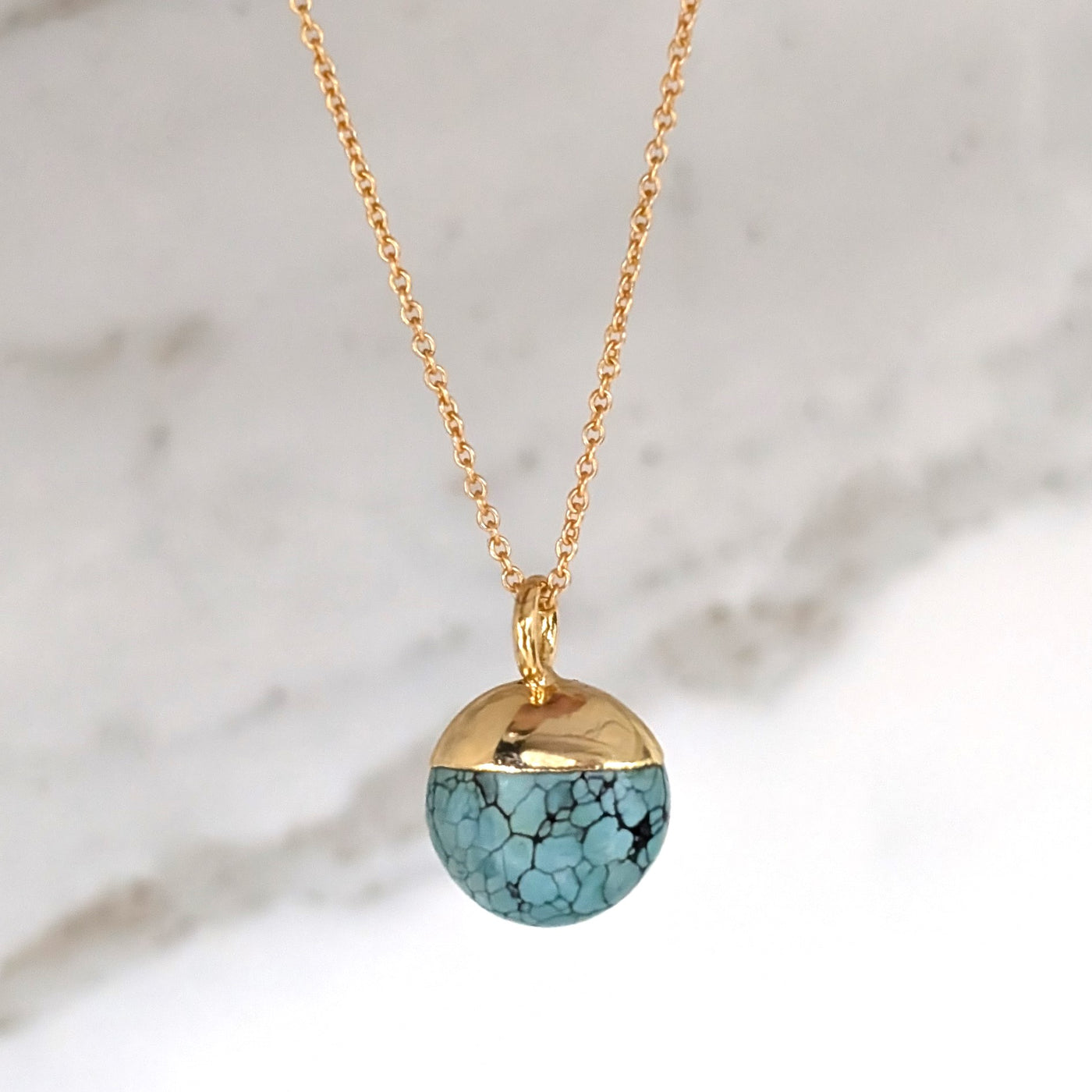 gold turquoise December birthstone pendant necklace 