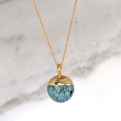 gold turquoise December birthstone pendant necklace 