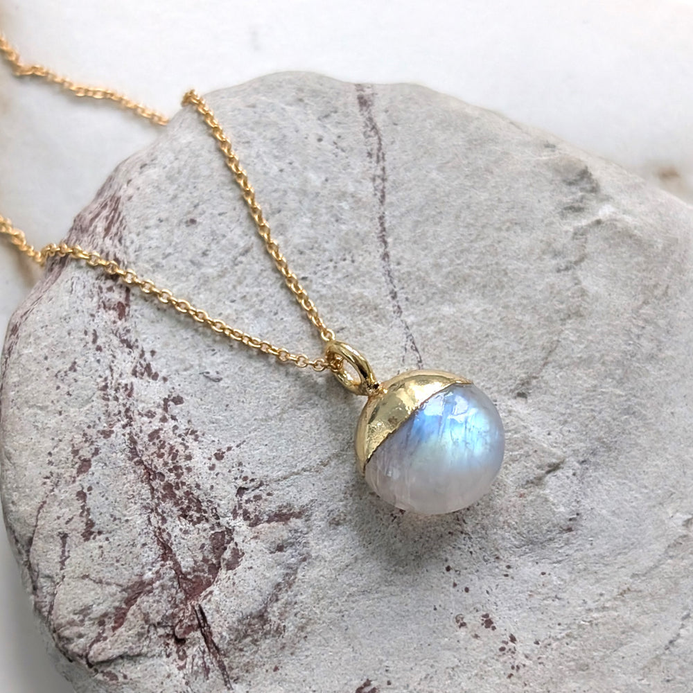 the orb moonstone June birthstone necklace 