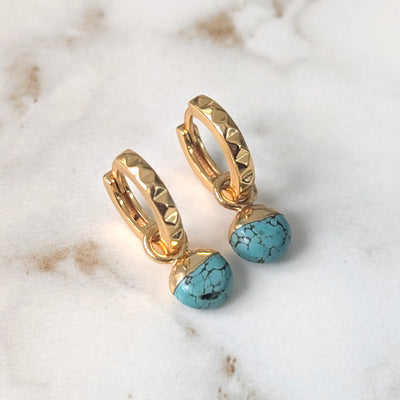 gold turquoise birthstone earrings 