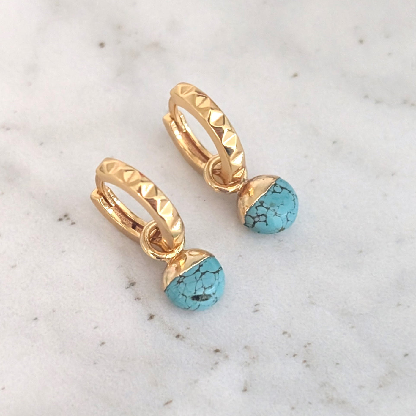 gold turquoise birthstone earrings 