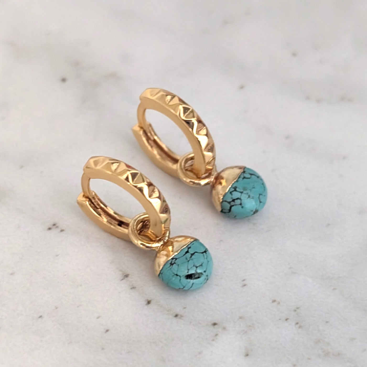 gold turquoise birthstone earrings 