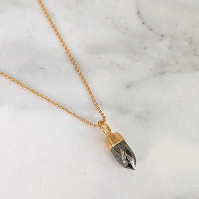 gold pyrite spike pendant necklace 