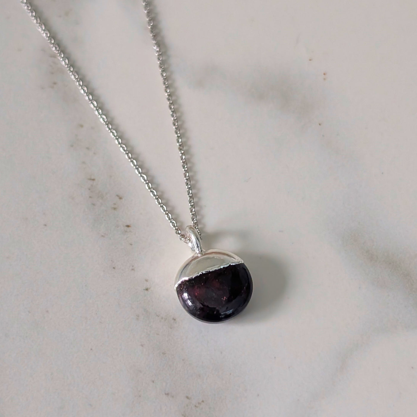 sterling silver garnet January birthstone necklace