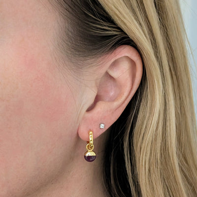 18ct gold plated ruby July birthstone earrings