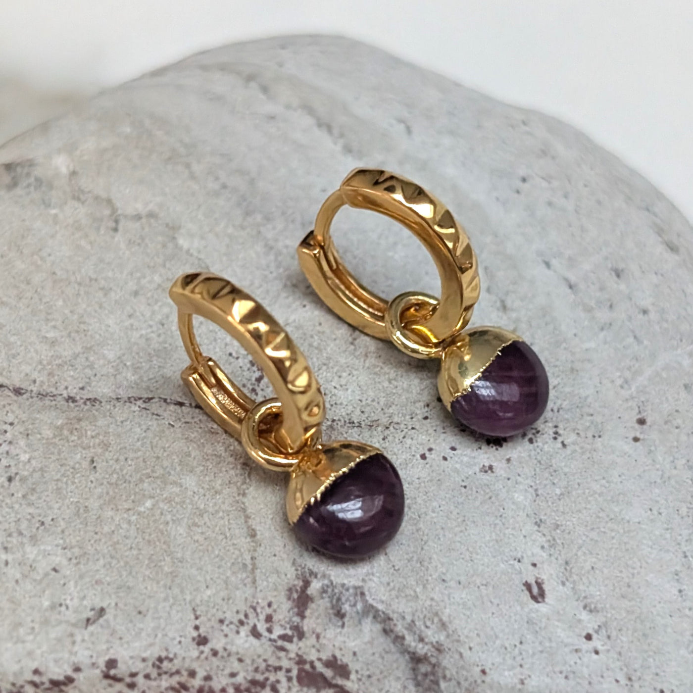 18ct gold plated ruby July birthstone earrings