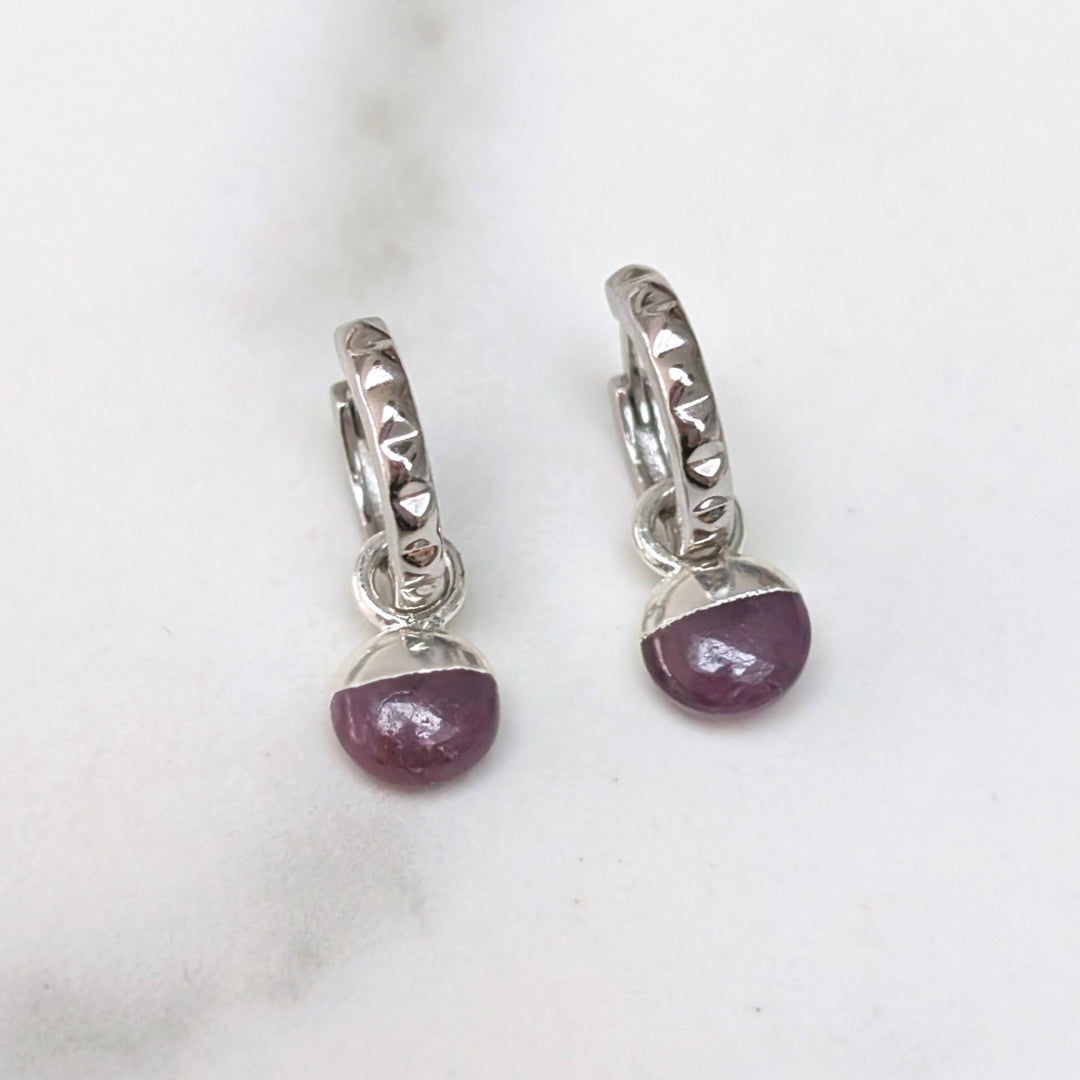 sterling silver ruby July birthstone earrings
