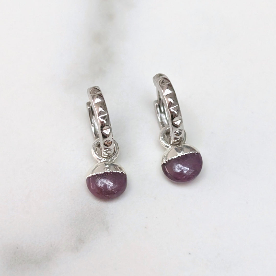 sterling silver ruby July birthstone earrings