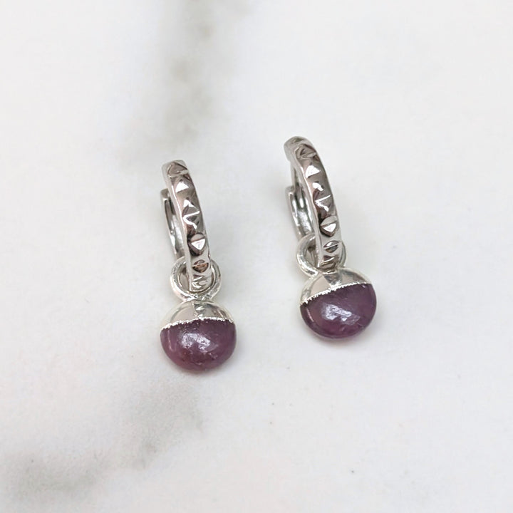 sterling silver ruby July birthstone earrings