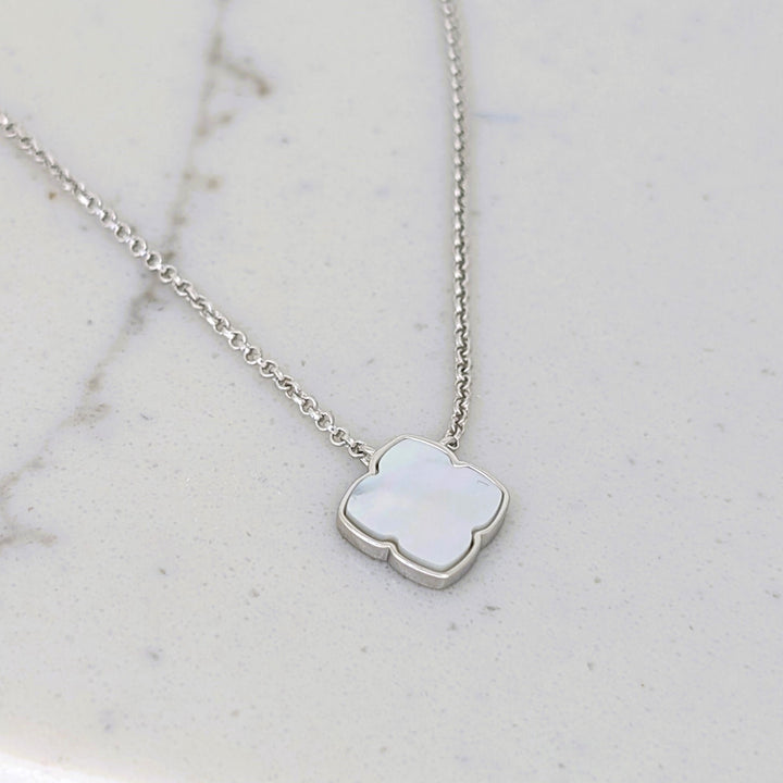sterling silver mother of pearl clover necklace