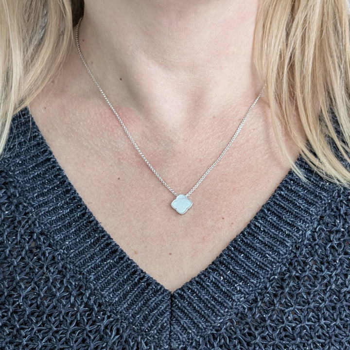 sterling silver mother of pearl clover necklace