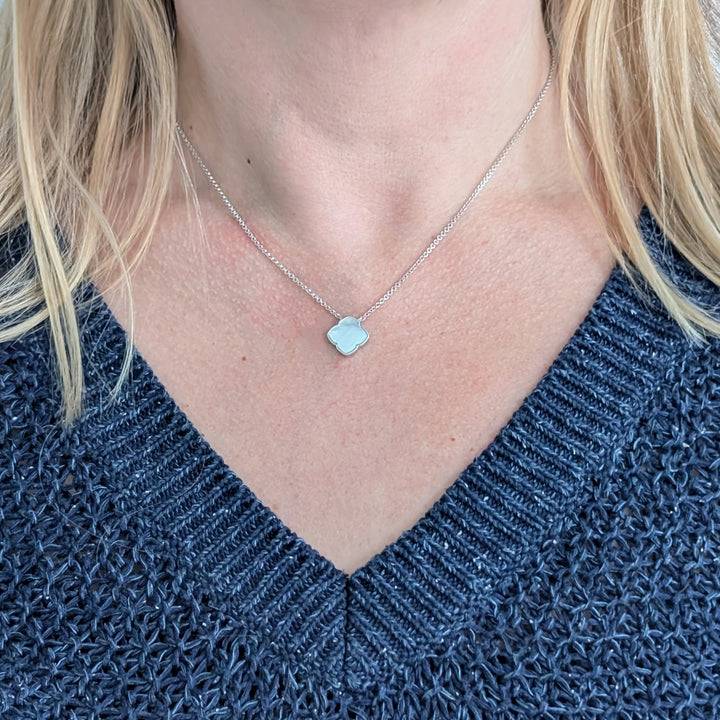 sterling silver mother of pearl clover necklace