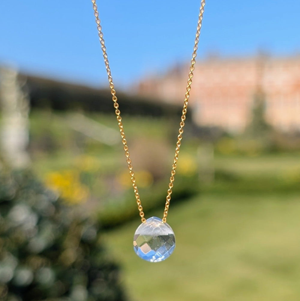 18 carat gold plated sterling silver clear quartz april birthstone necklace