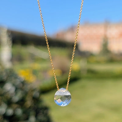 18 carat gold plated sterling silver clear quartz april birthstone necklace
