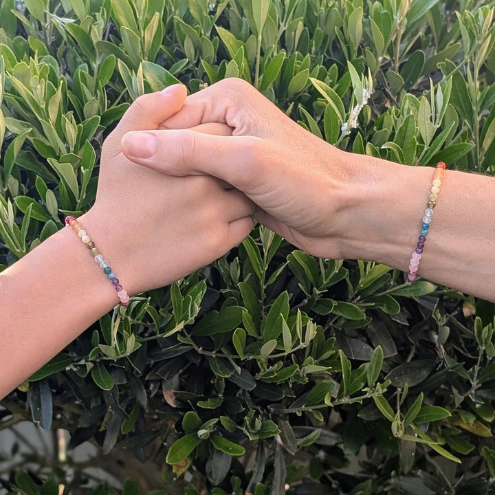 rainbow gemstone mummy and me bracelet set
