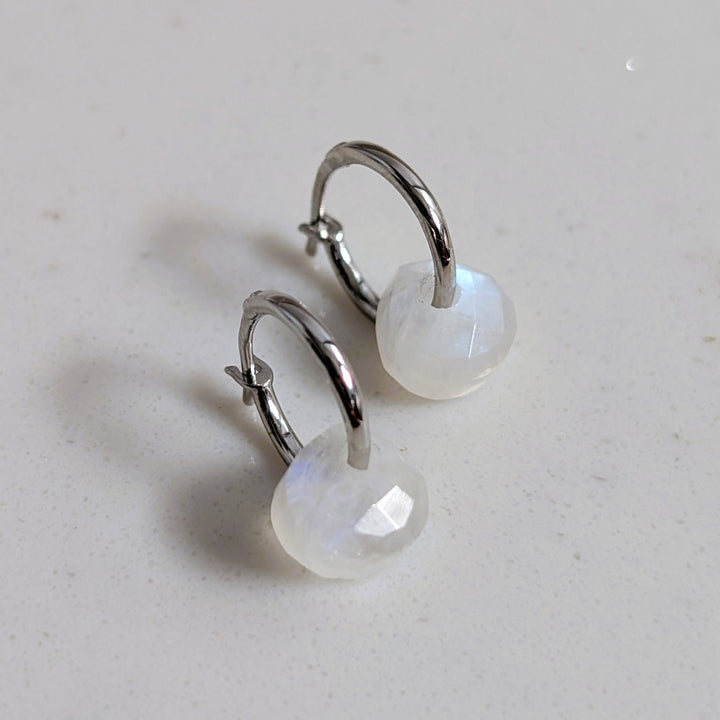 sterling silver moonstone June birthstone earrings 