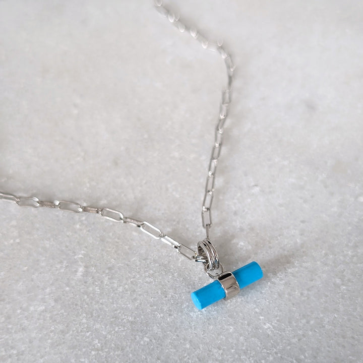 sterling silver turquoise t-bar necklace