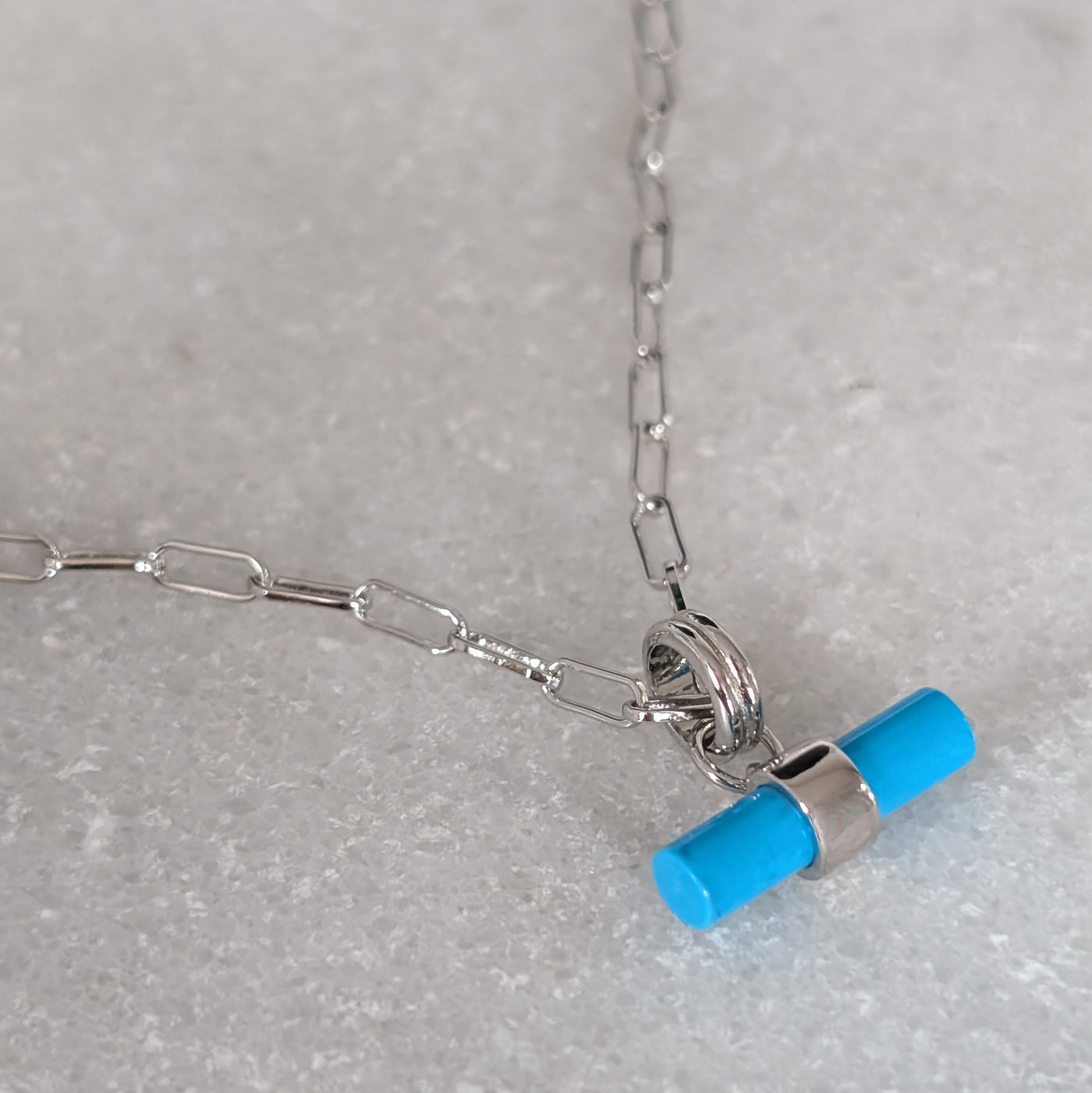 sterling silver turquoise t-bar necklace