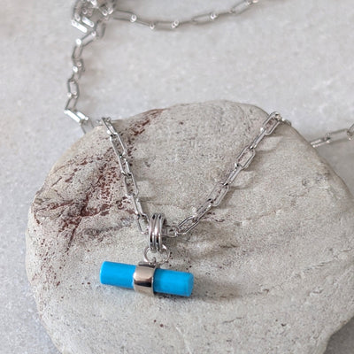 sterling silver turquoise t-bar necklace