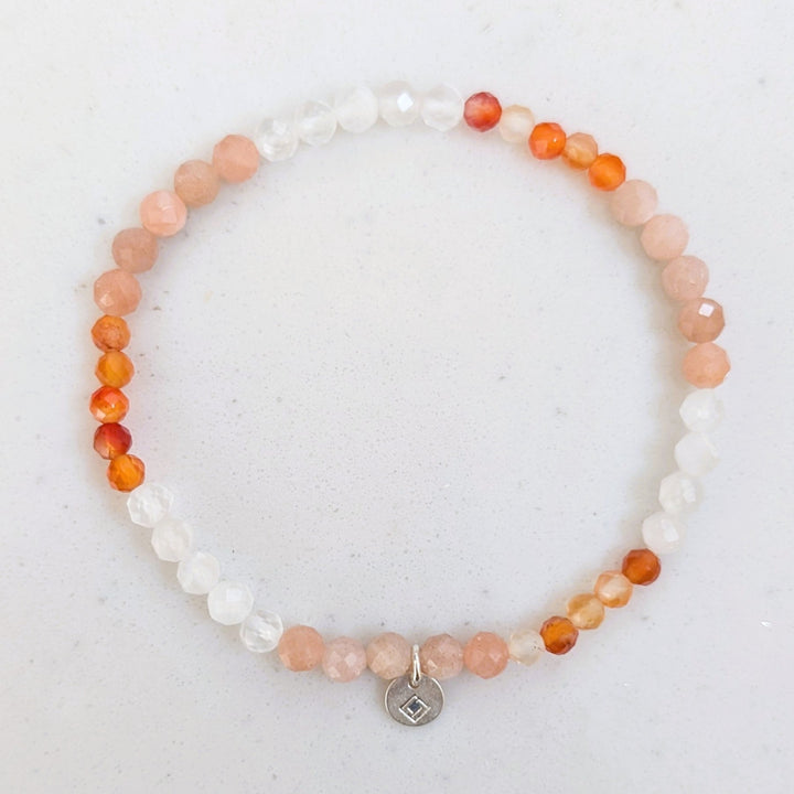 support menopause carnelian, moonstone and sunstone gemstone bracelet