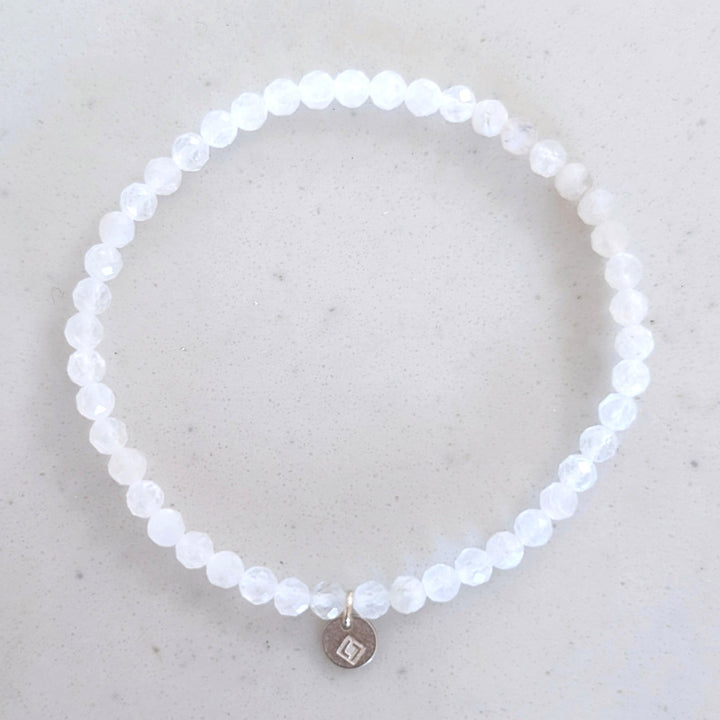 moonstone 4mm faceted bead gemstone bracelet 