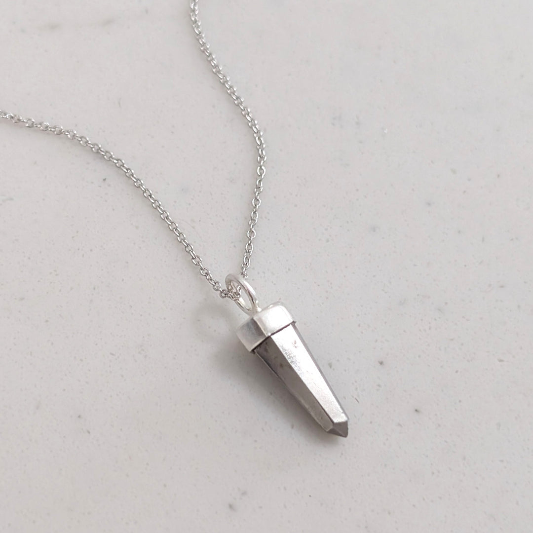 sterling silver pyrite spike gemstone necklace