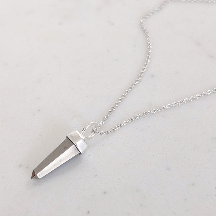 sterling silver pyrite spike gemstone necklace