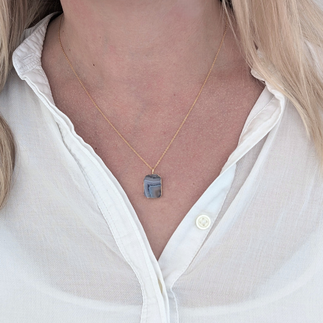 The Amethyst Strata Necklace  - Purple & Grey Translucent