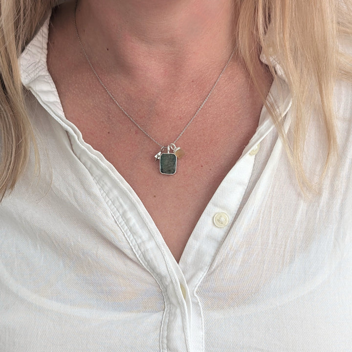 The Trio Emerald, Black Onyx and Charm Necklace