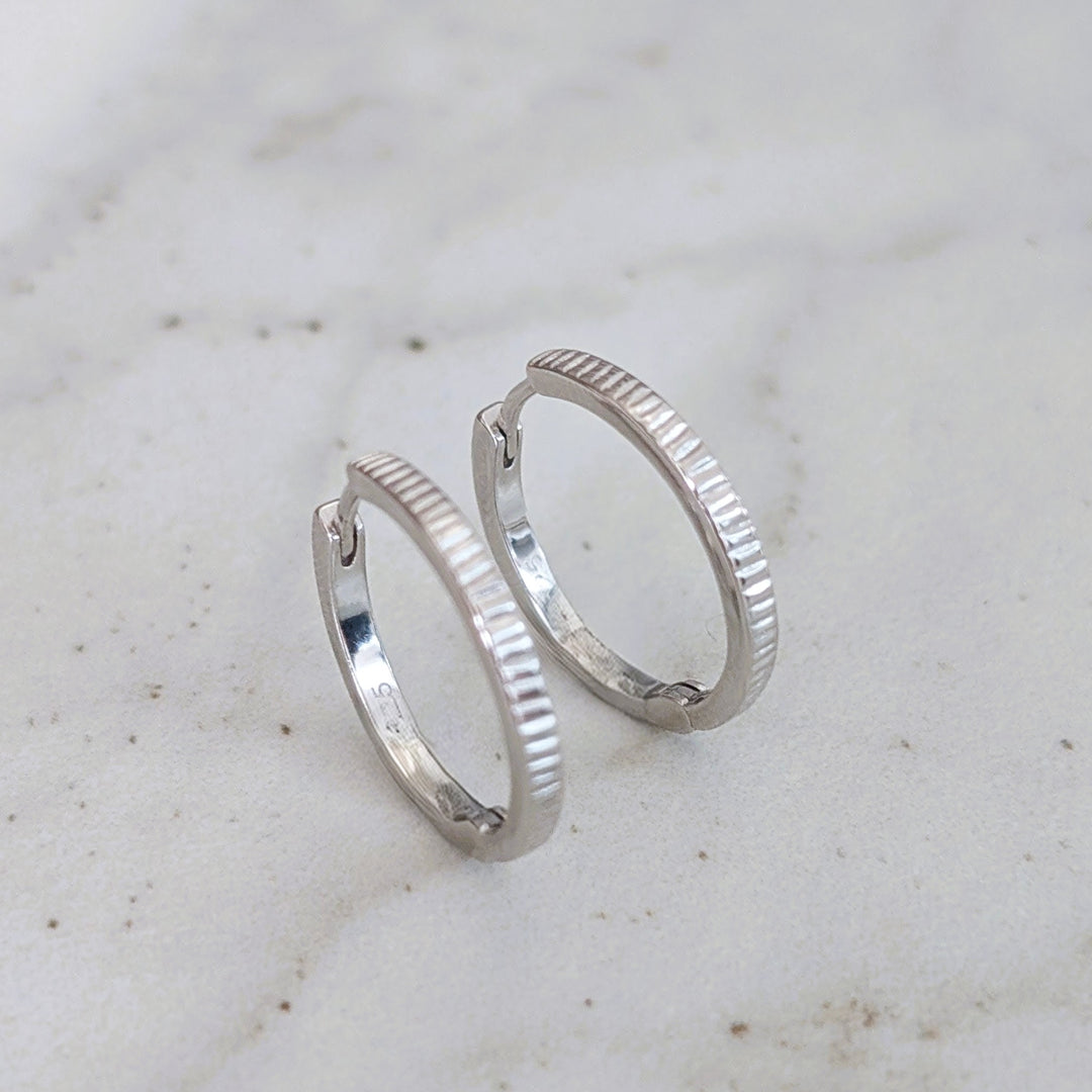 textured sterling silver hoop earrings 