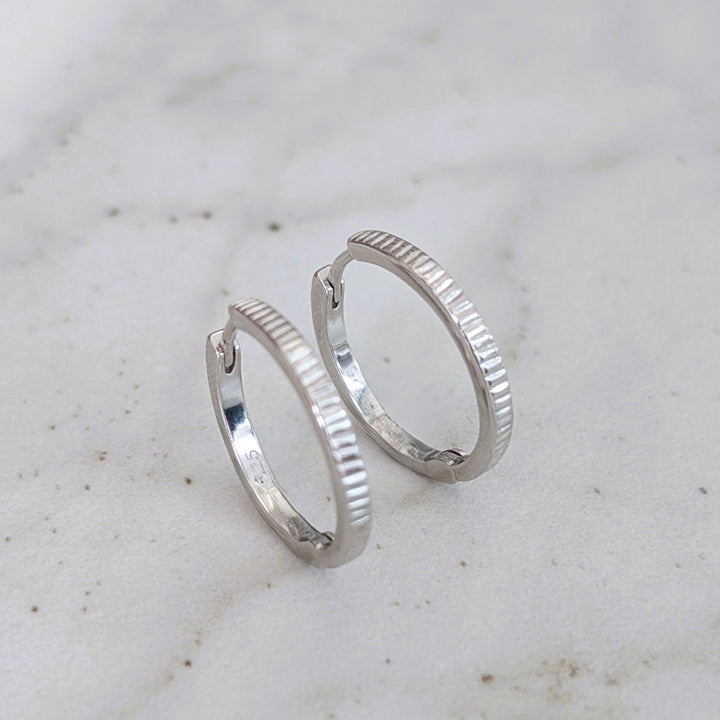 textured sterling silver hoop earrings 