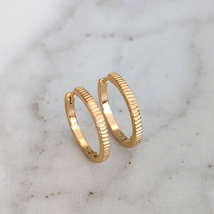 pair of gold textured hoop earrings