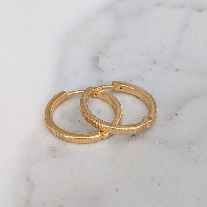 pair of gold textured hoop earrings
