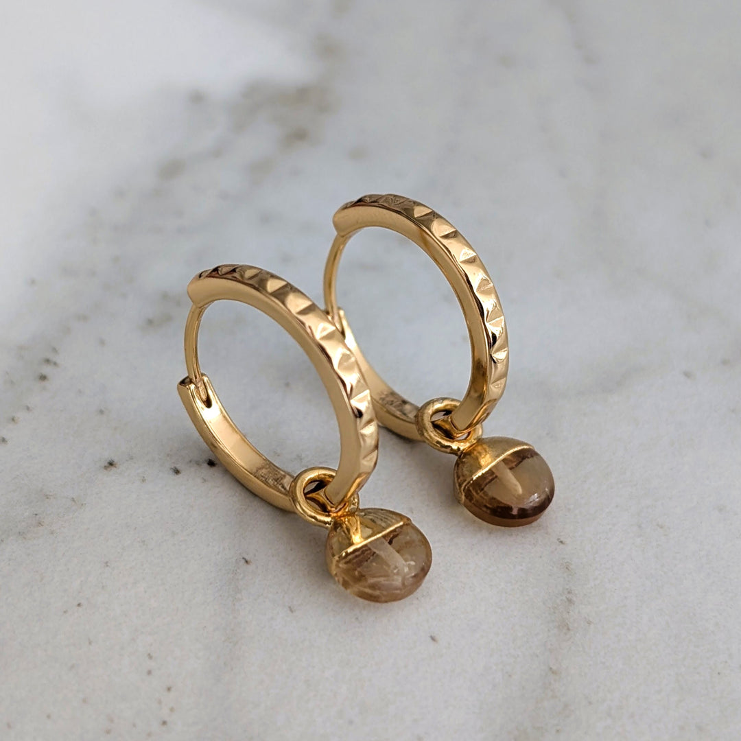 gold citrine November birthstone earrings