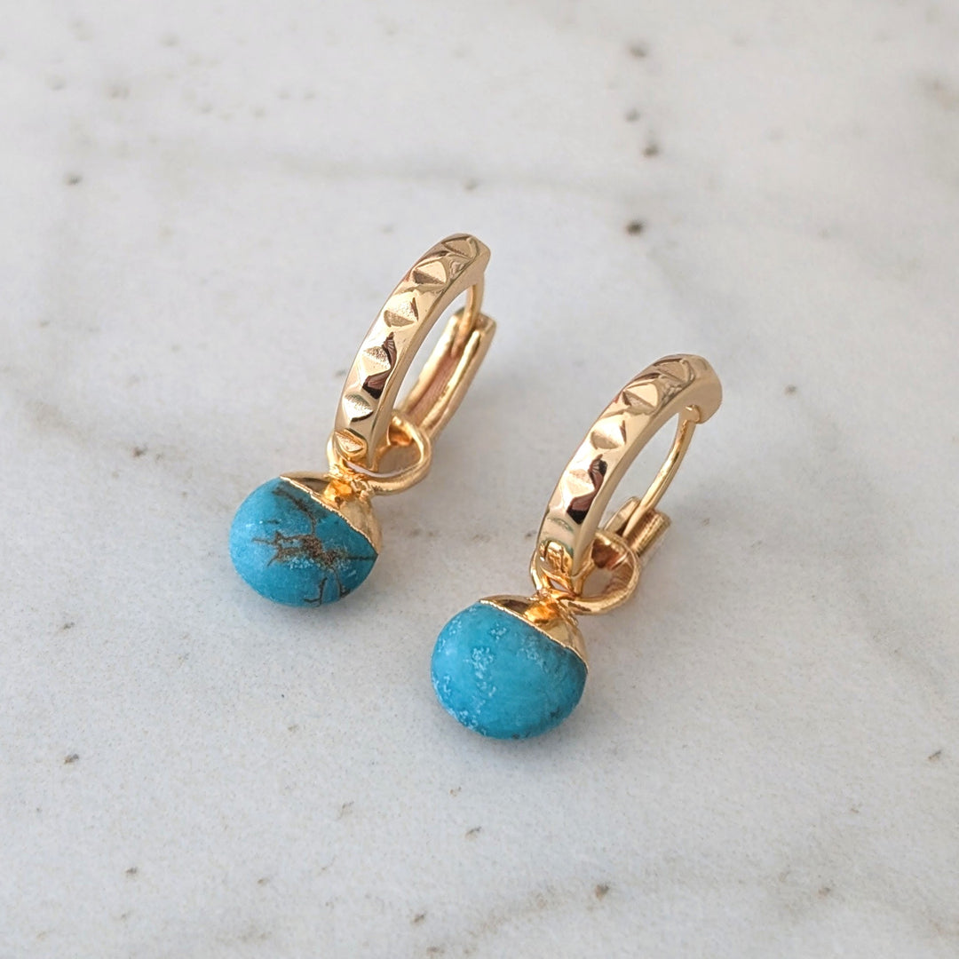 gold turquoise December birthstone earrings 