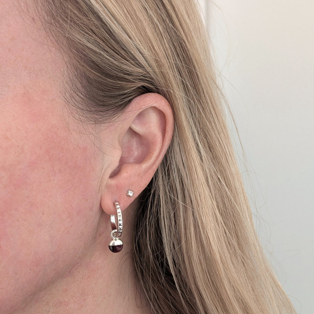 sterling silver garnet January birthstone earrings 