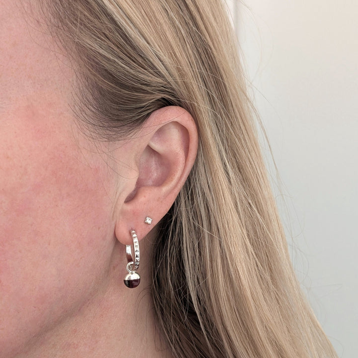 sterling silver garnet January birthstone earrings 