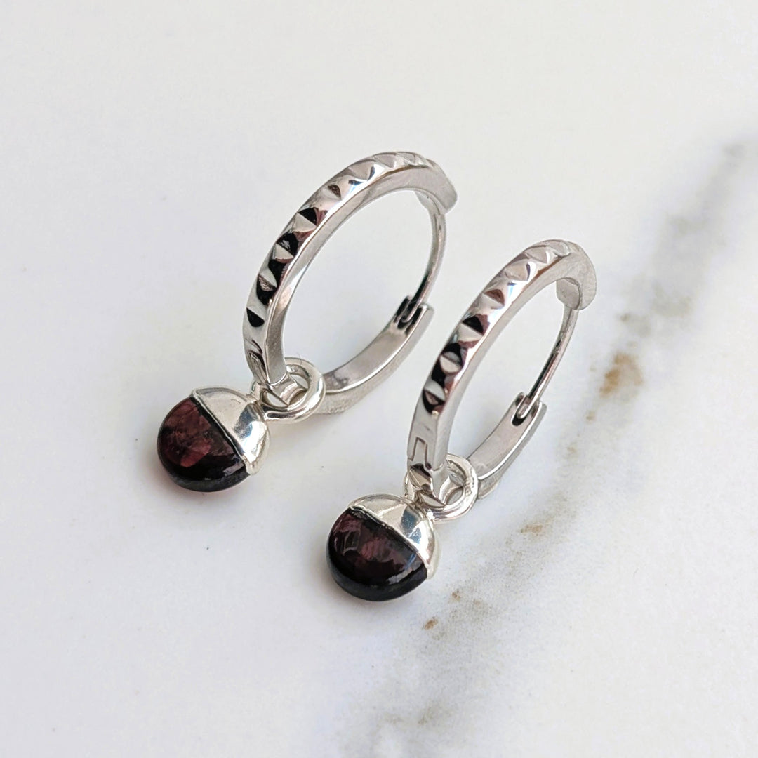 sterling silver garnet January birthstone earrings 