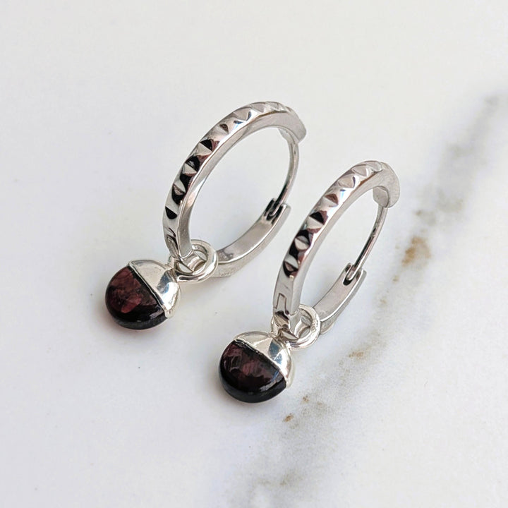 sterling silver garnet January birthstone earrings 