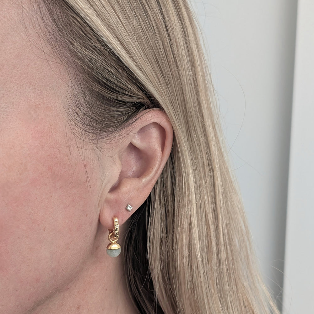 gold aquamarine March birthstone earrings