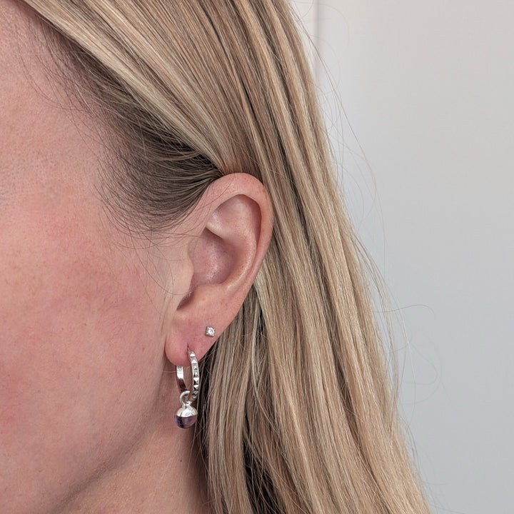 silver amethyst February birthstone earrings 