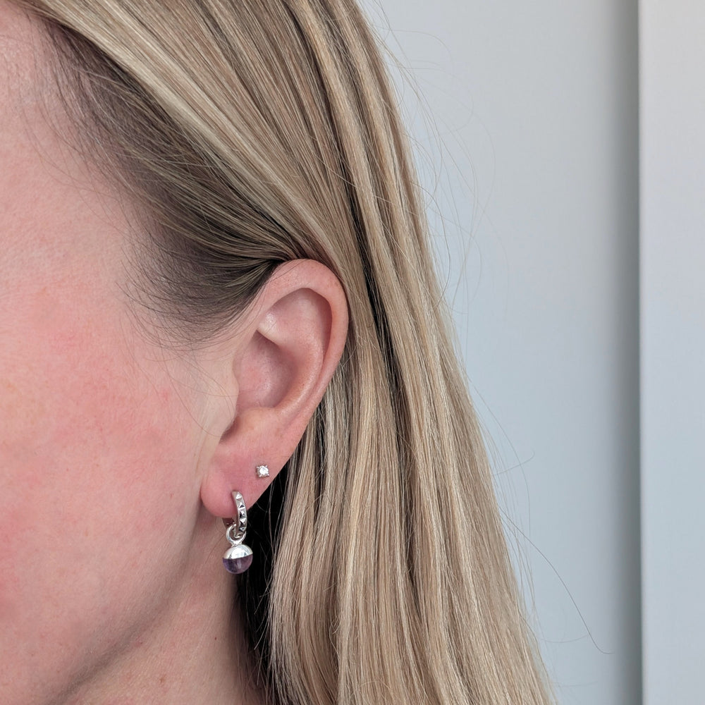 silver amethyst February birthstone earrings 
