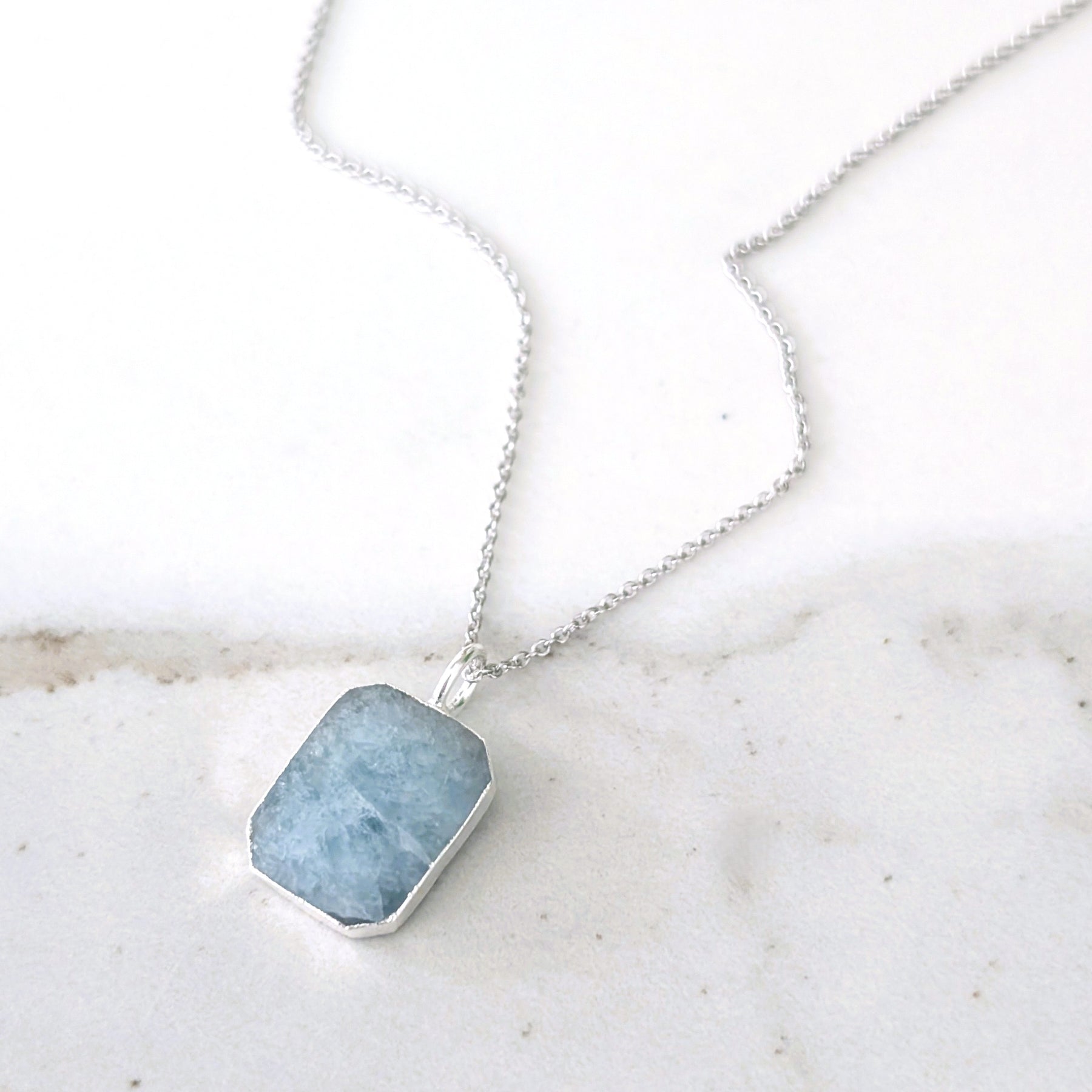 Rectangle Aquamarine Necklace
