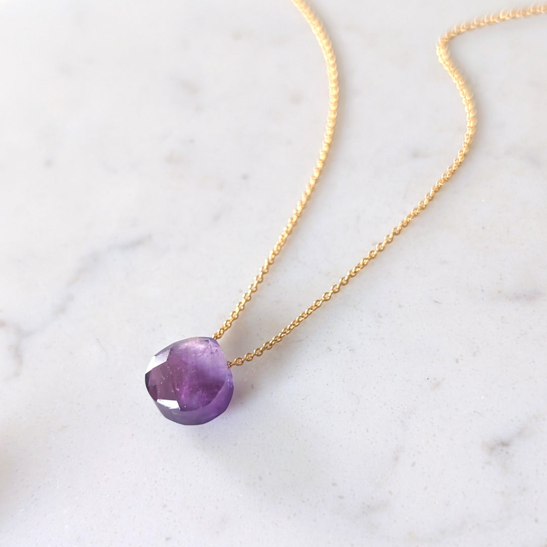 Necklace with a purple amethyst February birthstone gemstone pendant charm