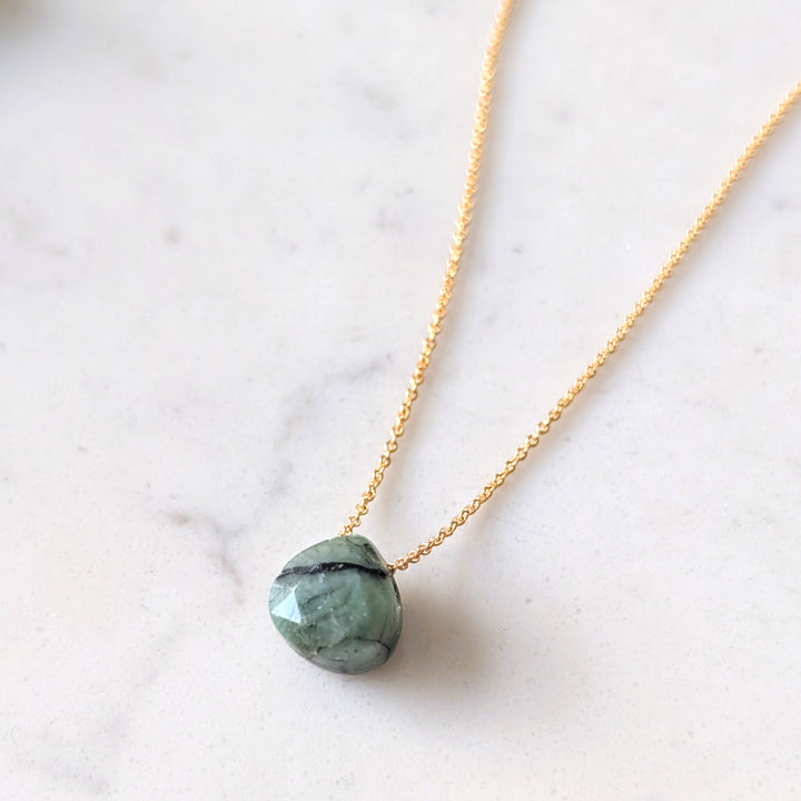 Emerald Teardrop May Birthstone Necklace