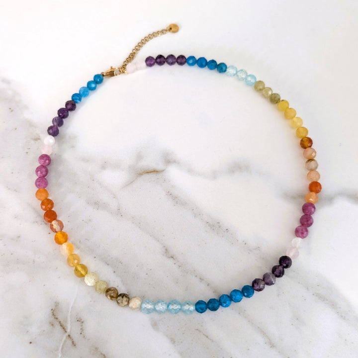 Good Vibes Rainbow Gemstone Beaded Necklace 
