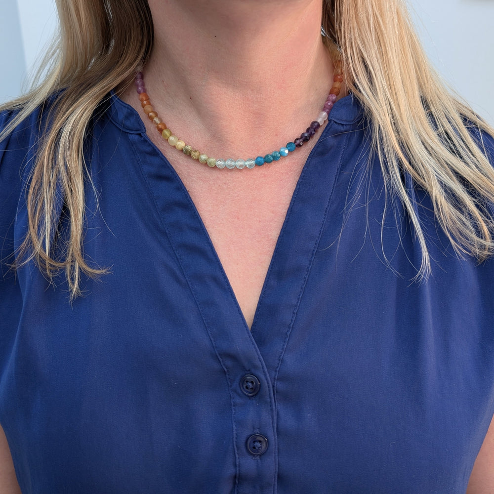 Good Vibes Rainbow Gemstone Beaded Necklace 