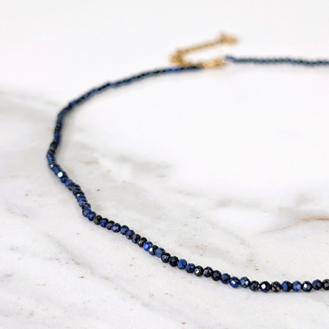 lapis lazuli 2mm faceted bead gemstone necklace